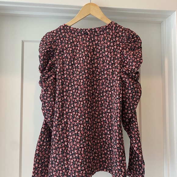 LOFT Floral Puff Sleeve Top Small - Picture 6 of 8